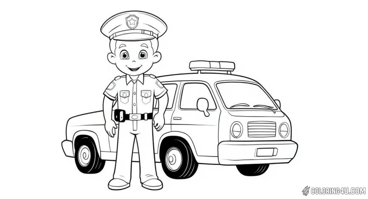 Friendly Police Officer Standing By Patrol Car