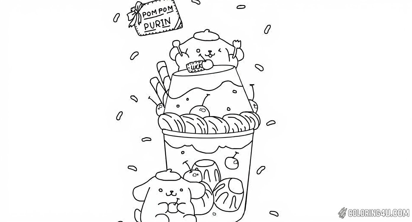 Pompompurin With Dessert Cup And Sweets