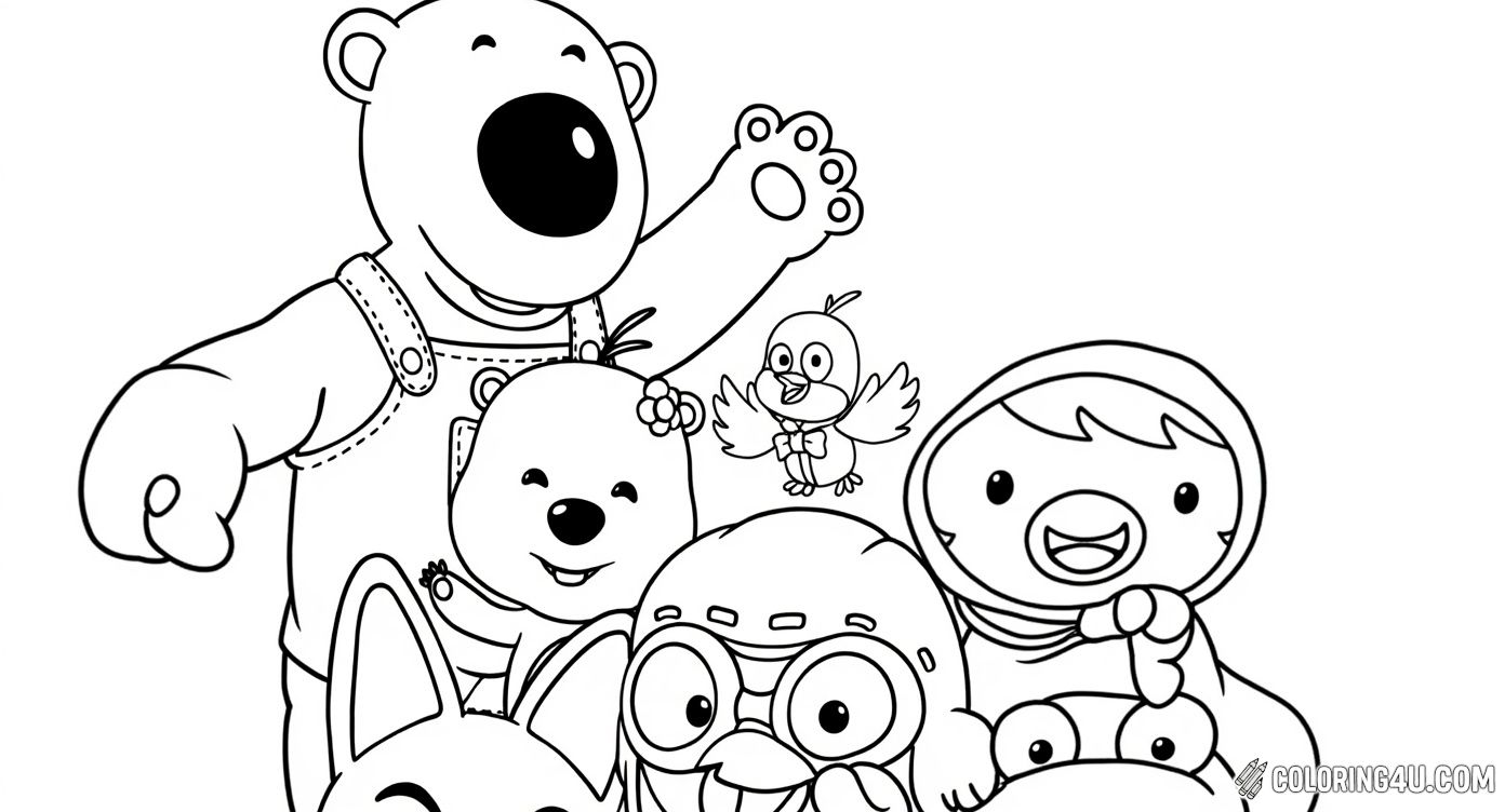 Pororo Friends Group Happy Posing