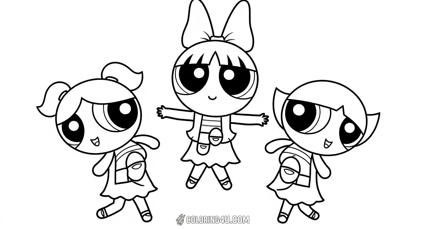 Powerpuff Girls Buttercup Blossom Bubbles Flying
