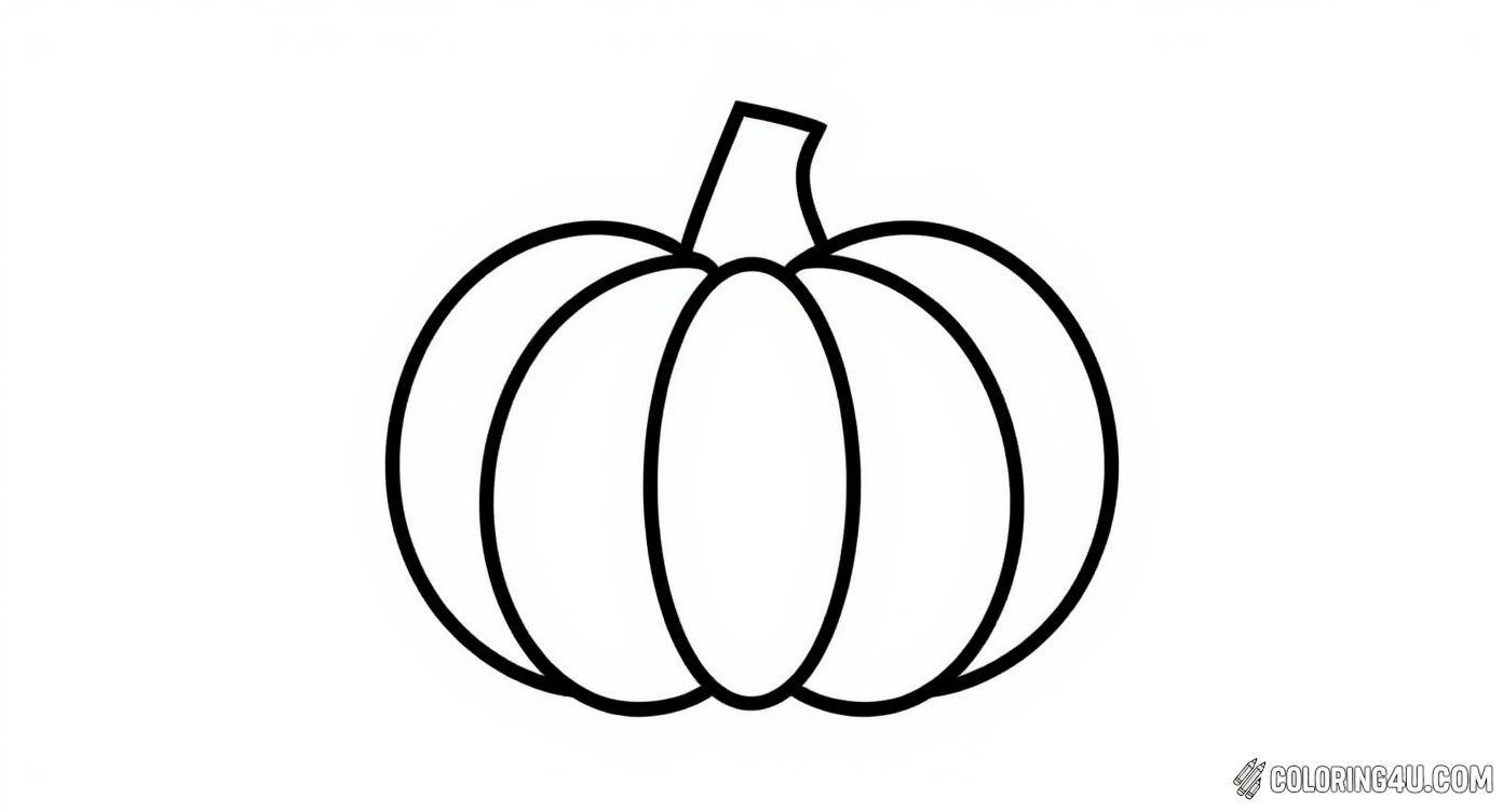 A simple and bold pumpkin outline ideal for younger children learning to color. Its smooth curves and classic pumpkin shape make it a great starting point for kids to explore color combinations and practice staying inside the lines.