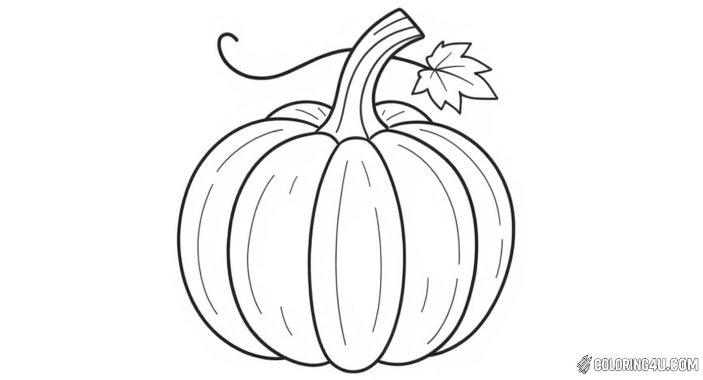 Simple Pumpkin Outline With Leaf
