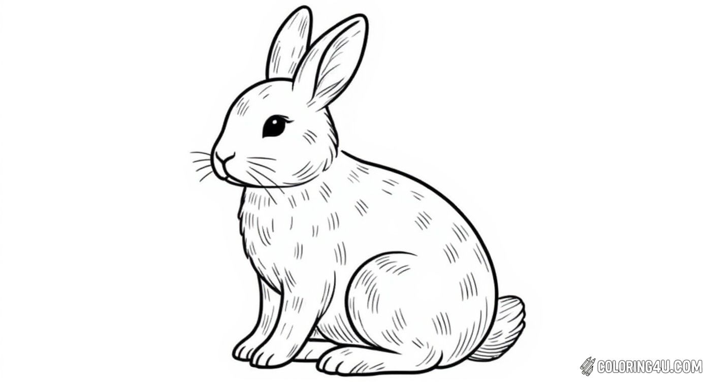 Simple Realistic Rabbit Sitting Side View
