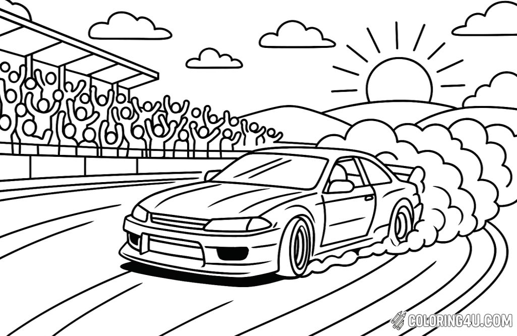 Race Car Drifting Around Corner