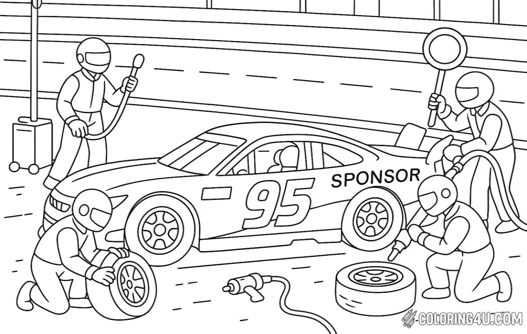 Race Car In Pit Stop