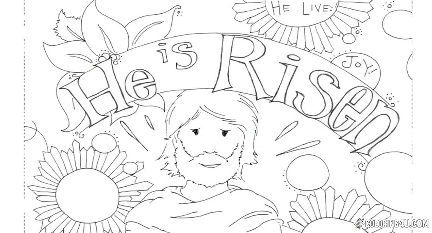 This joyful coloring page celebrates the resurrection of Jesus with the uplifting words 'He is Risen.' Kids can enjoy coloring a kind-faced Jesus surrounded by bright suns and hearts with messages like 'Praise God' and 'Our light has come!' A perfect way to explore the Easter story with fun and creativity. [source: Ministry To Children]