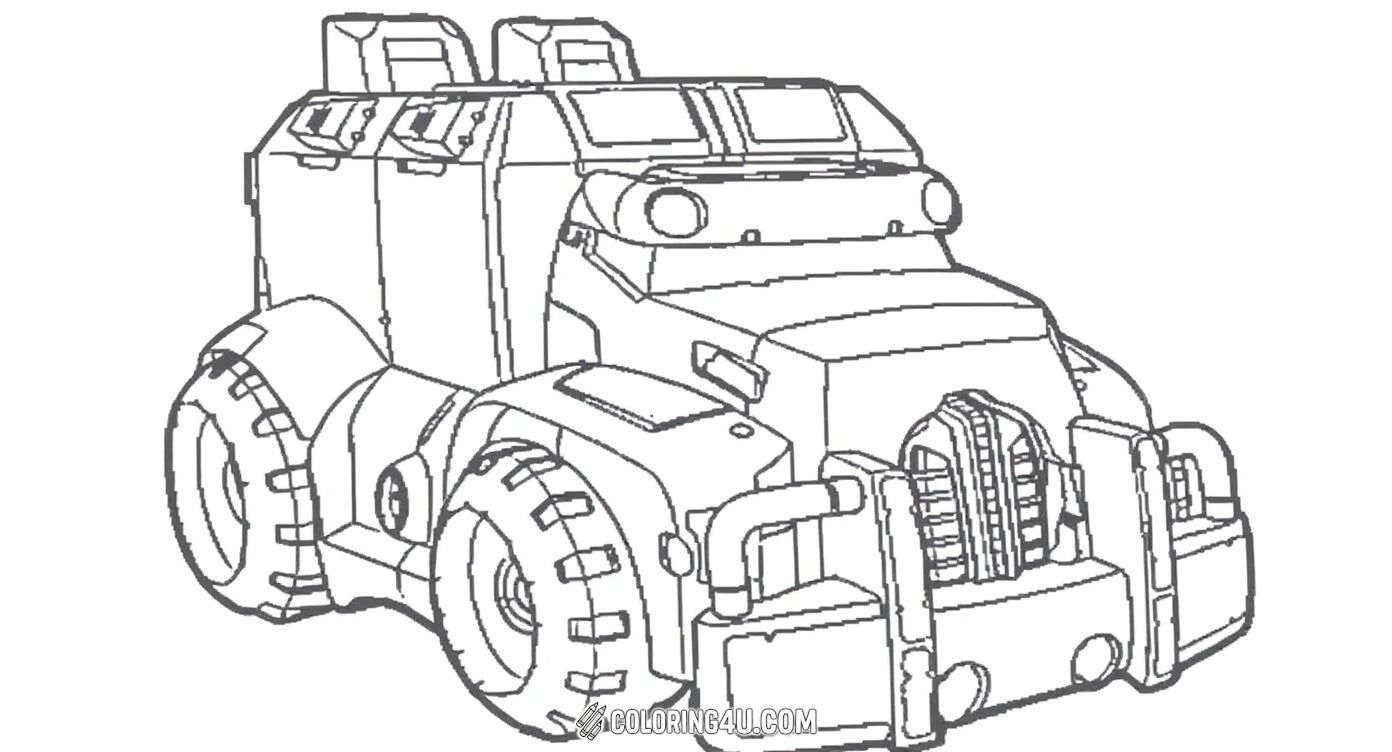 Here is Boulder, the sturdy and dependable rescue bot from Transformers Rescue Bots, shown in his strong armored truck form. Kids will have fun coloring this tough vehicle, known for its strength and ability to handle difficult rescue missions.