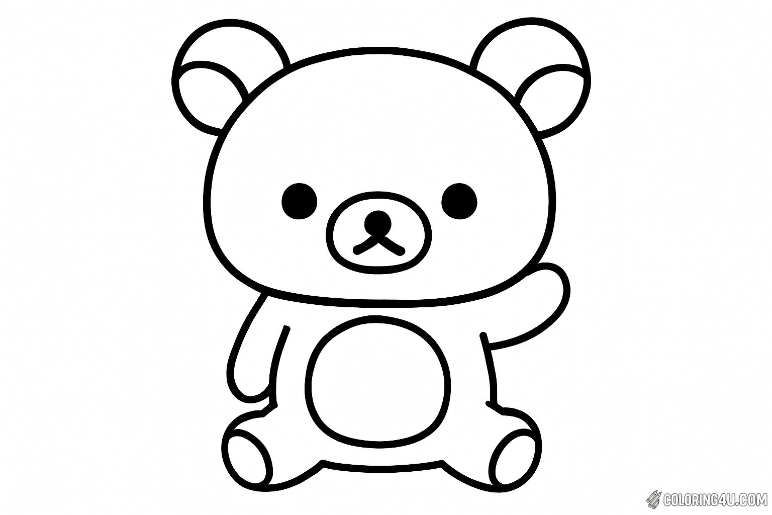 Meet Rilakkuma, the adorable, laid-back bear with a friendly wave! This cute character features round ears, a cozy body, and a cheerful expression, perfect for kids to bring to life with vibrant colors. Let your imagination run wild as you choose shades for his soft fur and playful details, creating a delightful scene with this beloved character.