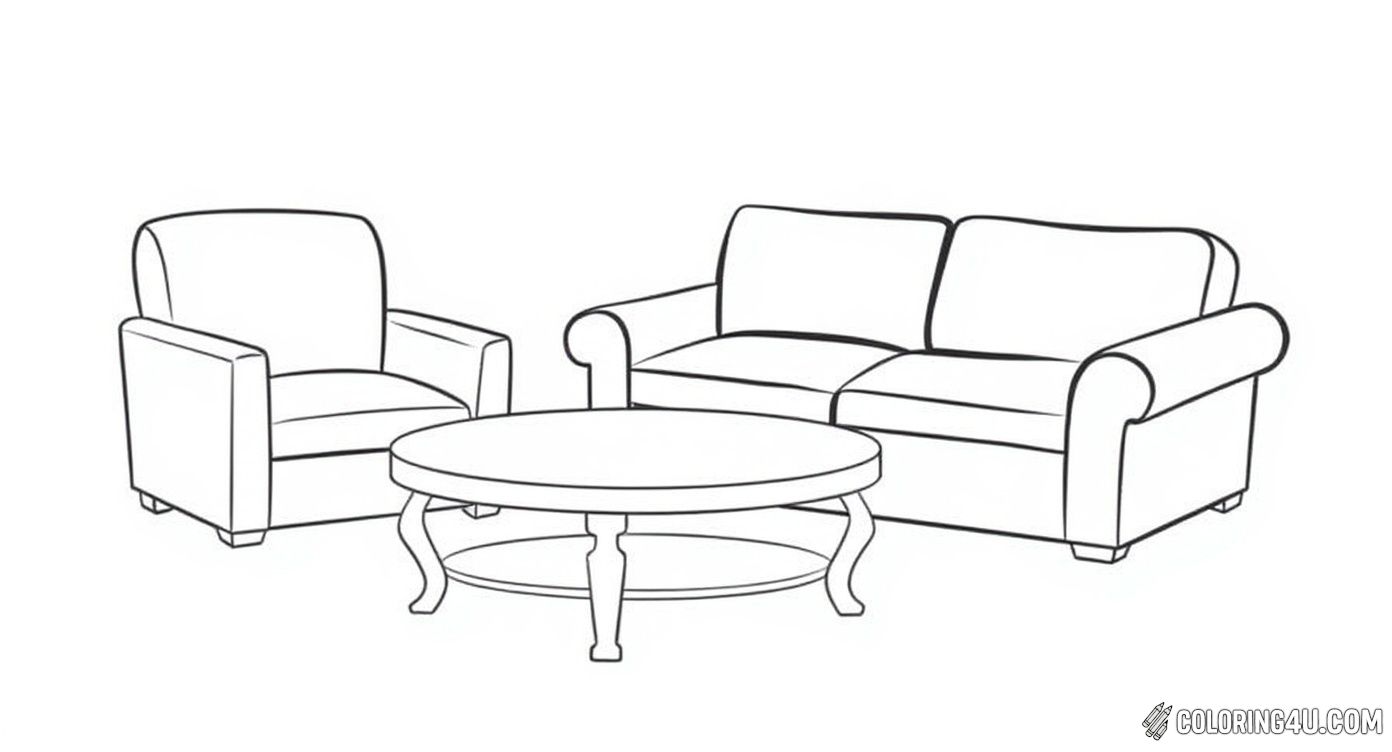 Classic Living Room Armchair Sofa Coffee Table