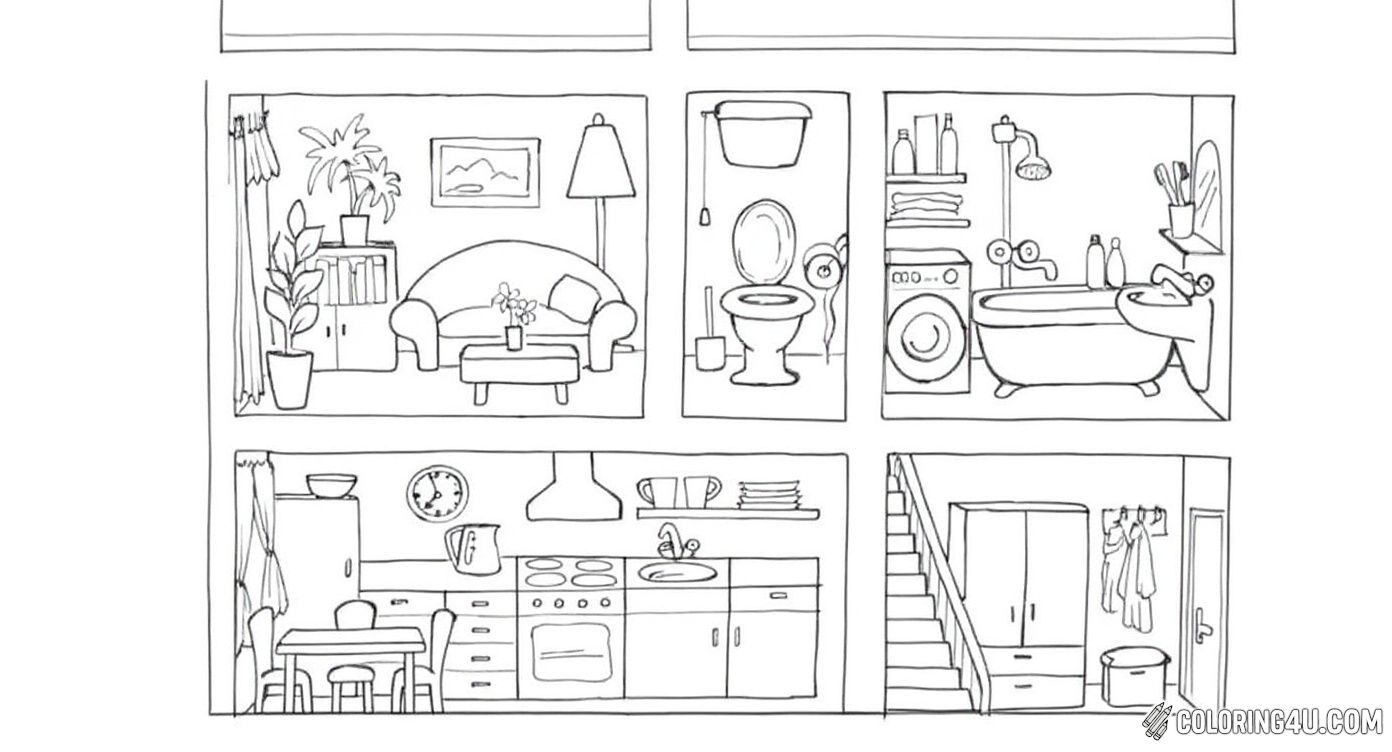 Detailed Sectional House Room Furniture Layout