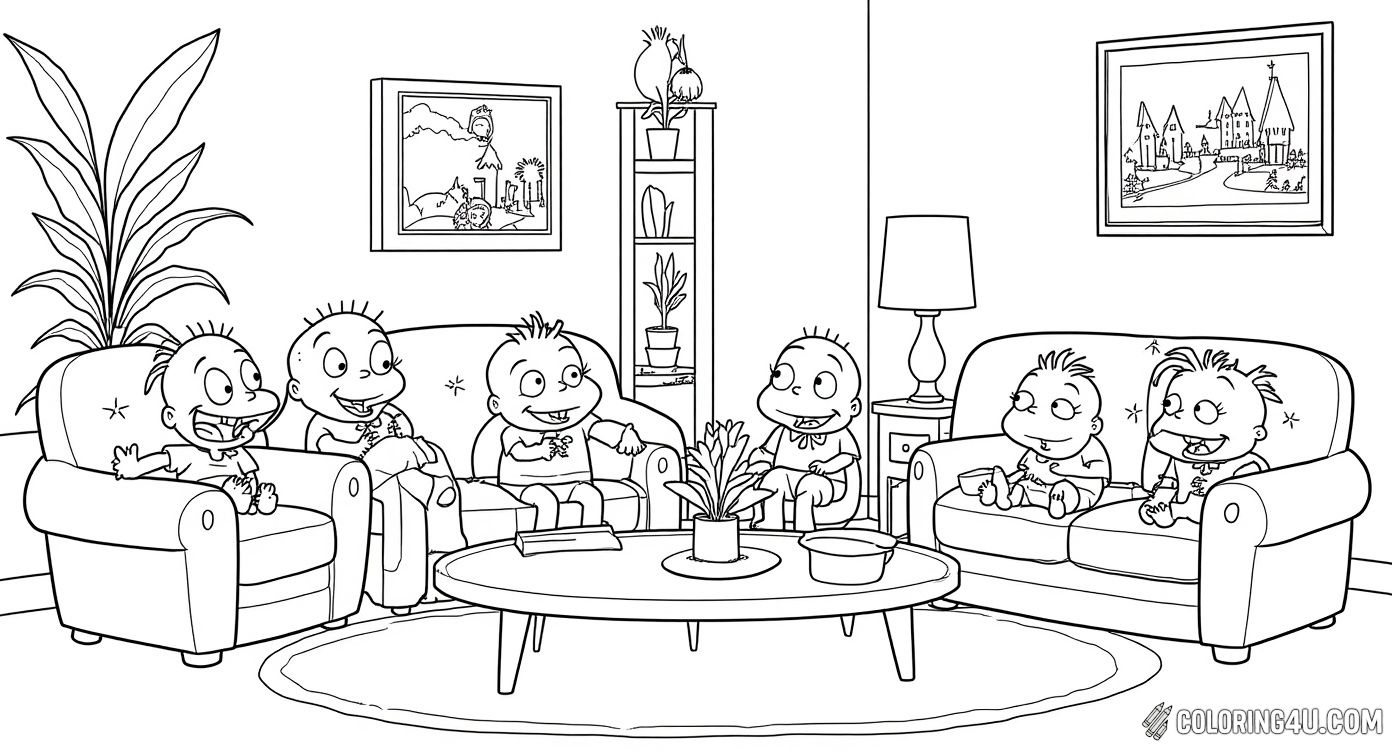 Rugrats Group Fun Living Room Scene