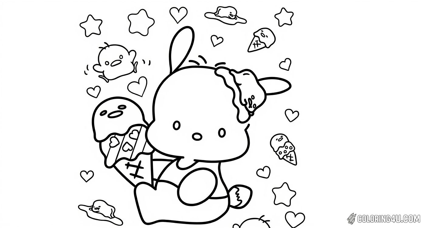 Pompompurin Ice Cream Cone With Gudetama Friends