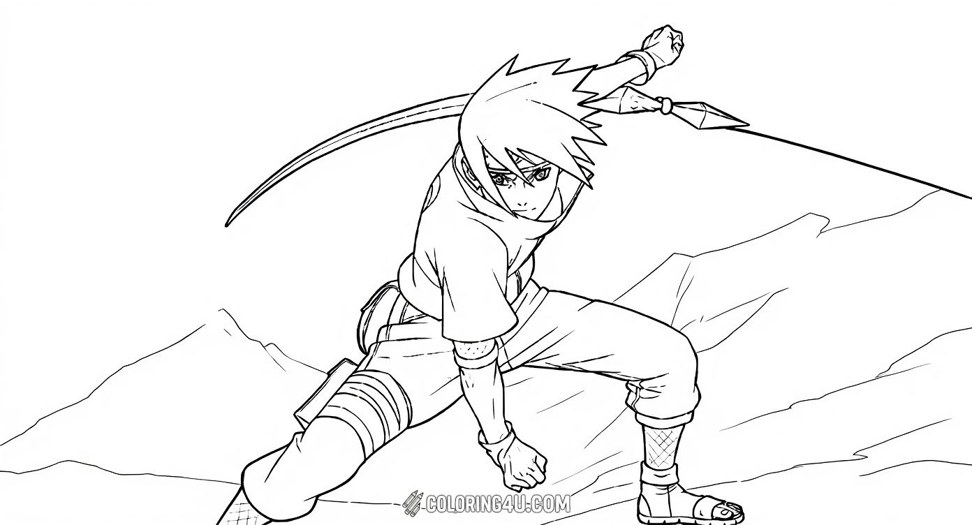 Get ready to color Sasuke Uchiha as he performs his powerful Chidori strike! This exciting coloring page captures Sasuke in an action pose, preparing to unleash his signature lightning attack. Perfect for fans eager to bring this dynamic ninja scene to life with their favorite colors!