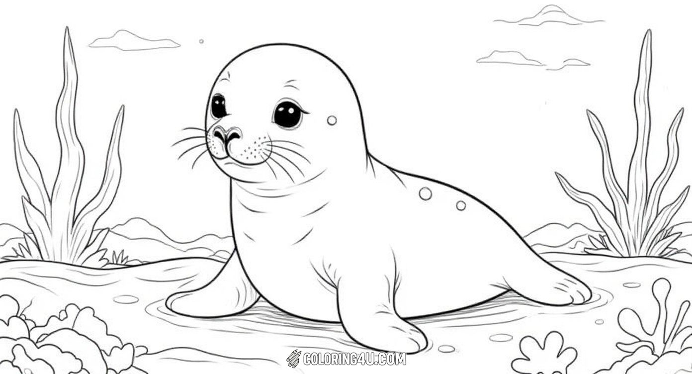 Dive into creativity with this adorable monk seal coloring page! Surrounded by underwater plants and bubbles, this sweet seal is ready for kids to bring it to life with their favorite colors. Perfect for young artists who love ocean animals and exploring marine life.