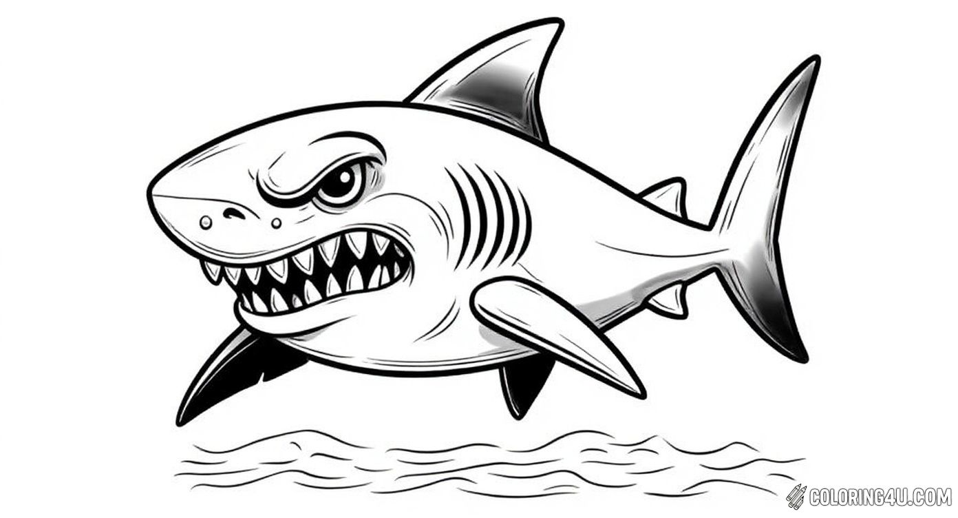 Dive into the ocean with this fierce cartoon shark coloring page! With sharp teeth and a determined look, this shark swims through bubbles and waves, ready to come alive with your favorite colors. Perfect for kids who love underwater adventures and exciting creatures.