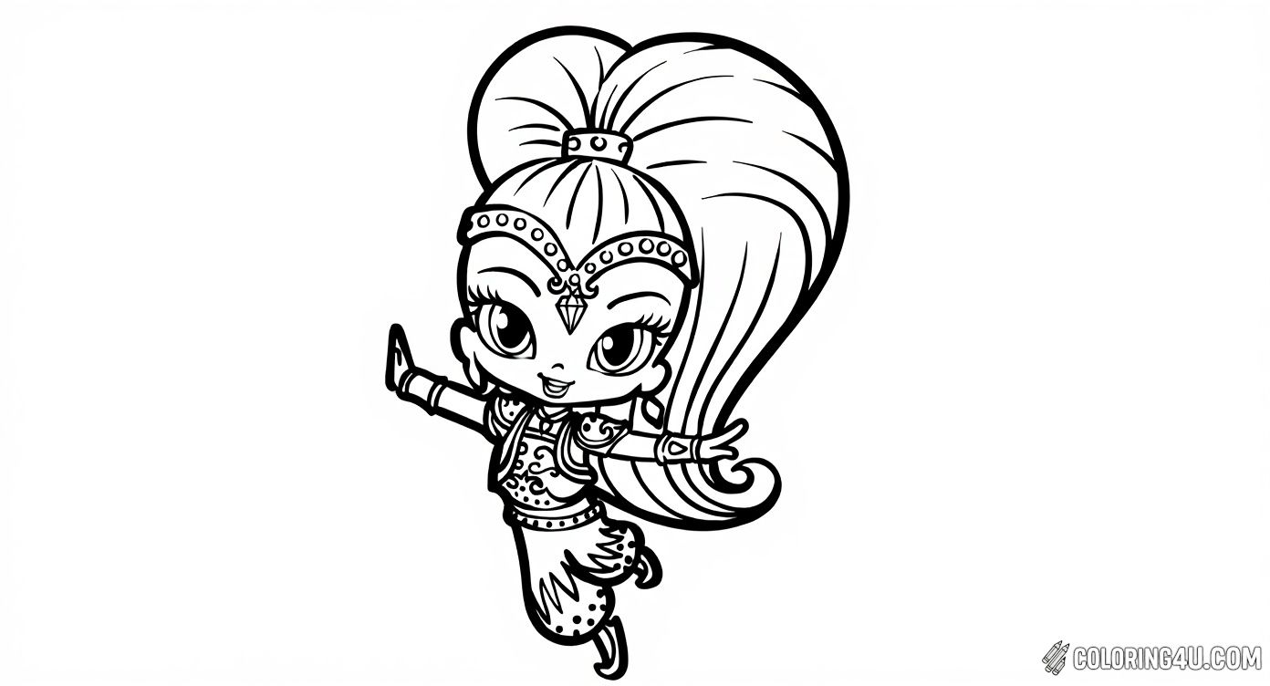 Printable coloring page of Shimmer From Shimmer And Shine Coloring Page from the Shimmer And Shine category.