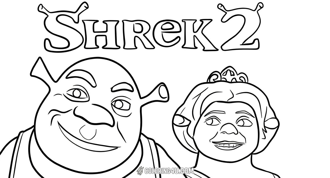 This fun coloring page features Shrek and Princess Fiona from the movie Shrek 2. Kids can enjoy bringing these two lovable characters to life with their favorite colors while discovering the magic of friendship and adventure!
