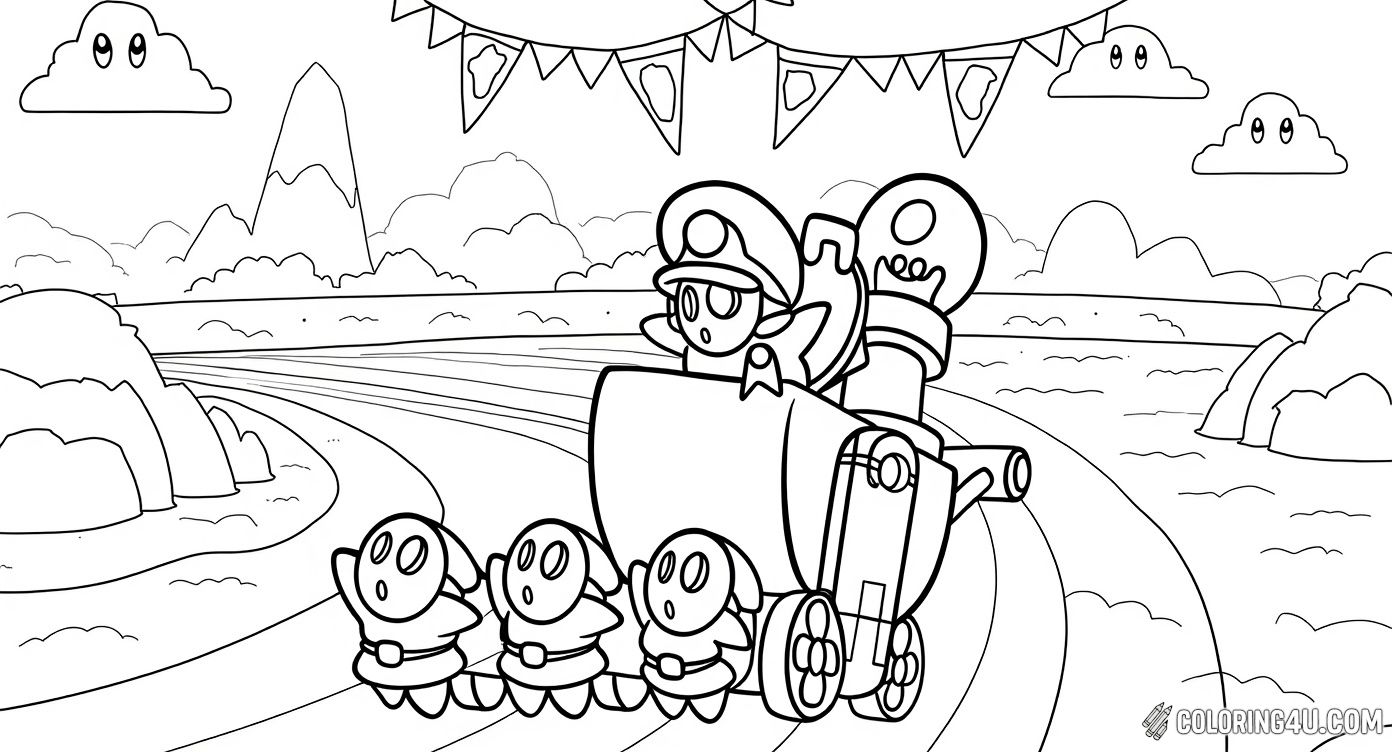 Shy Guy Racing Cart With Mario Party Theme