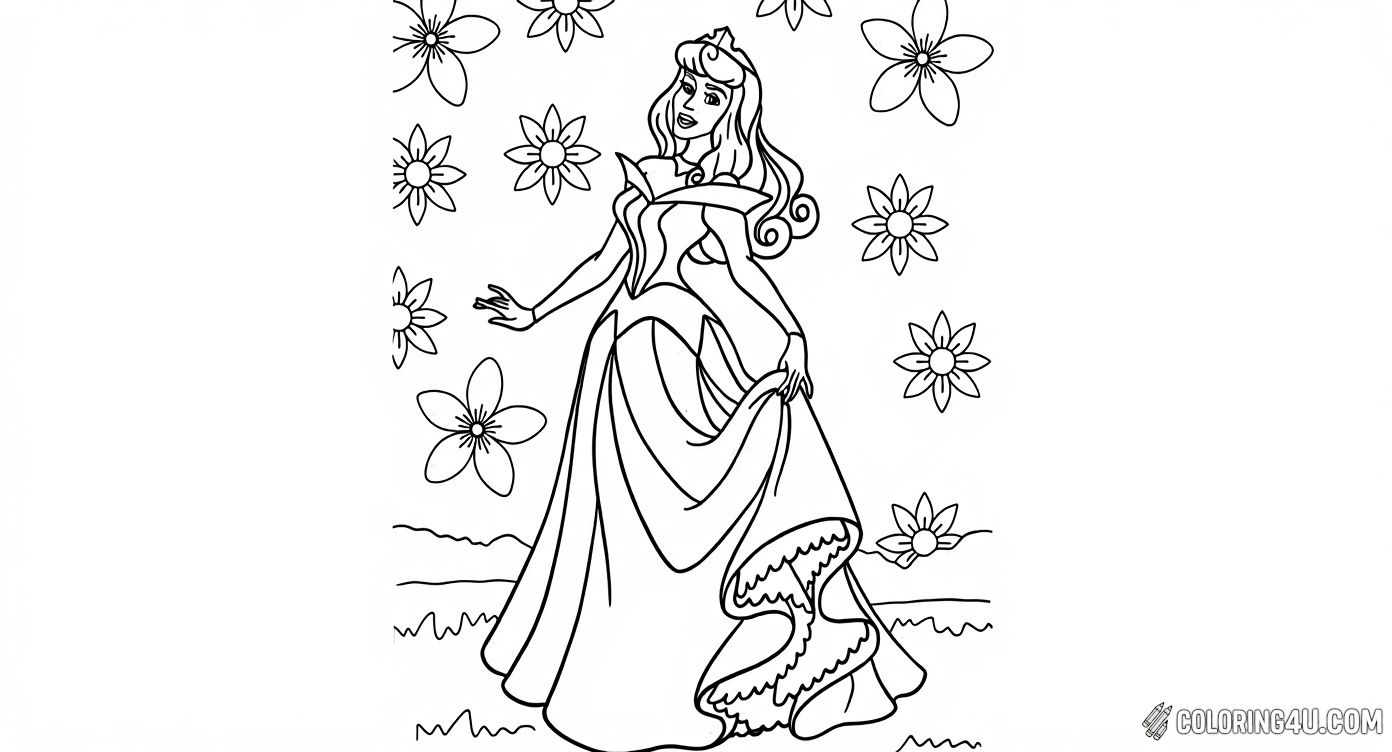 Sleeping Beauty Princess Dancing With Flowers
