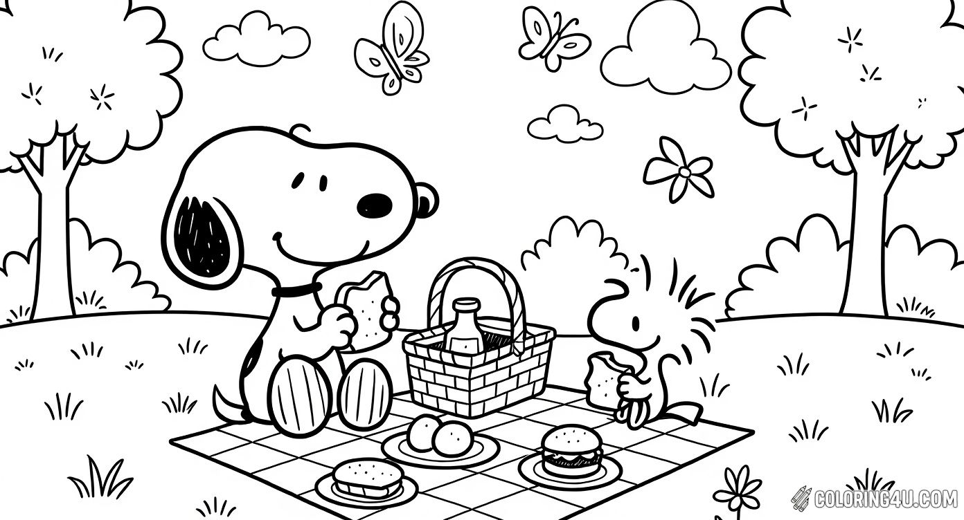Snoopy And Woodstock Picnic In The Park
