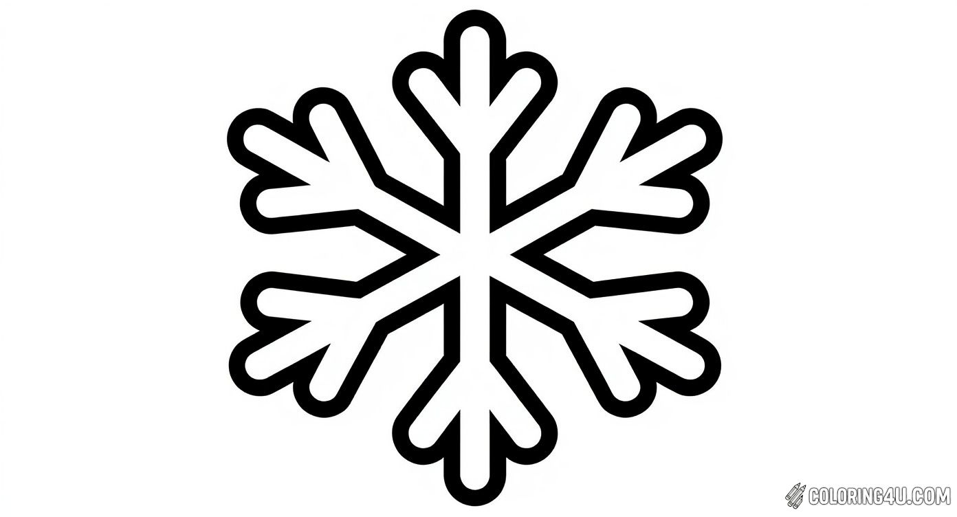 Bold Clear Snowflake Outline Coloring Page