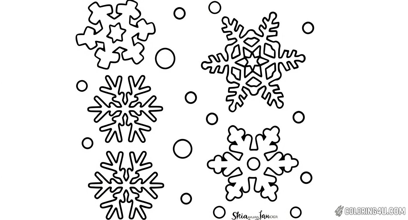 Simple Winter Snowflake Collection Coloring