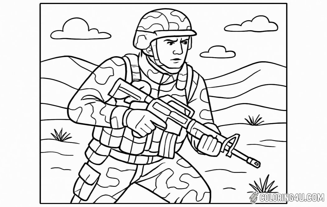 Soldier In Desert Camouflage