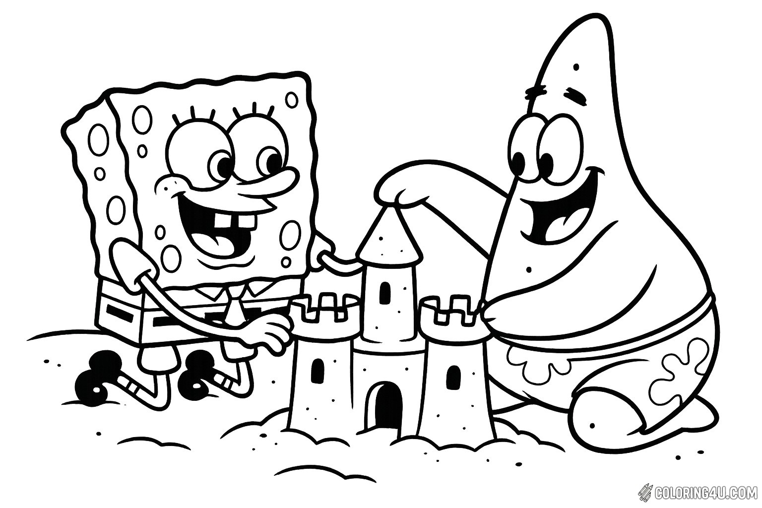 Spongebob And Patrick Building Sandcastle