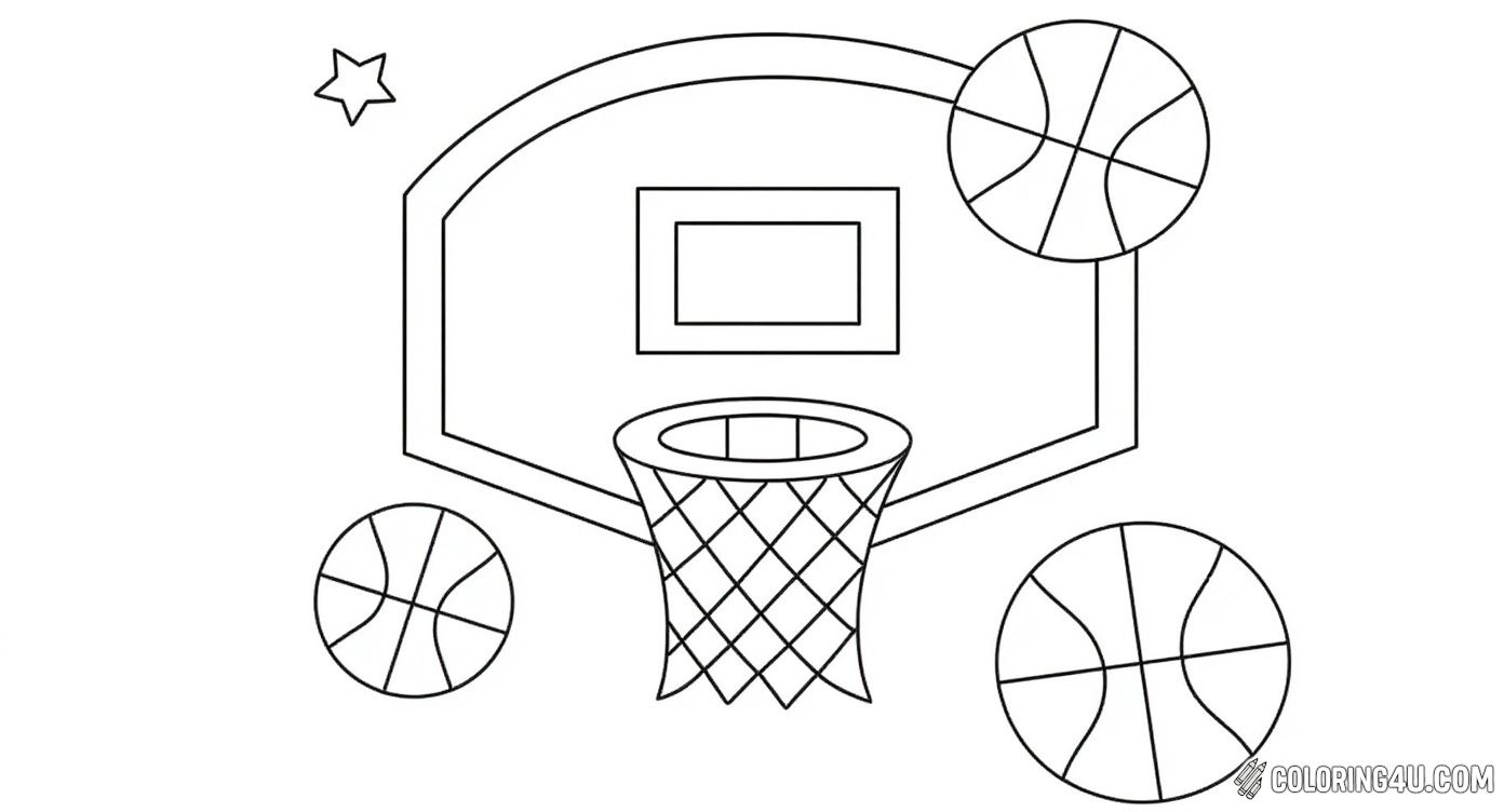 Slam Dunk Basketball Hoop Coloring Page