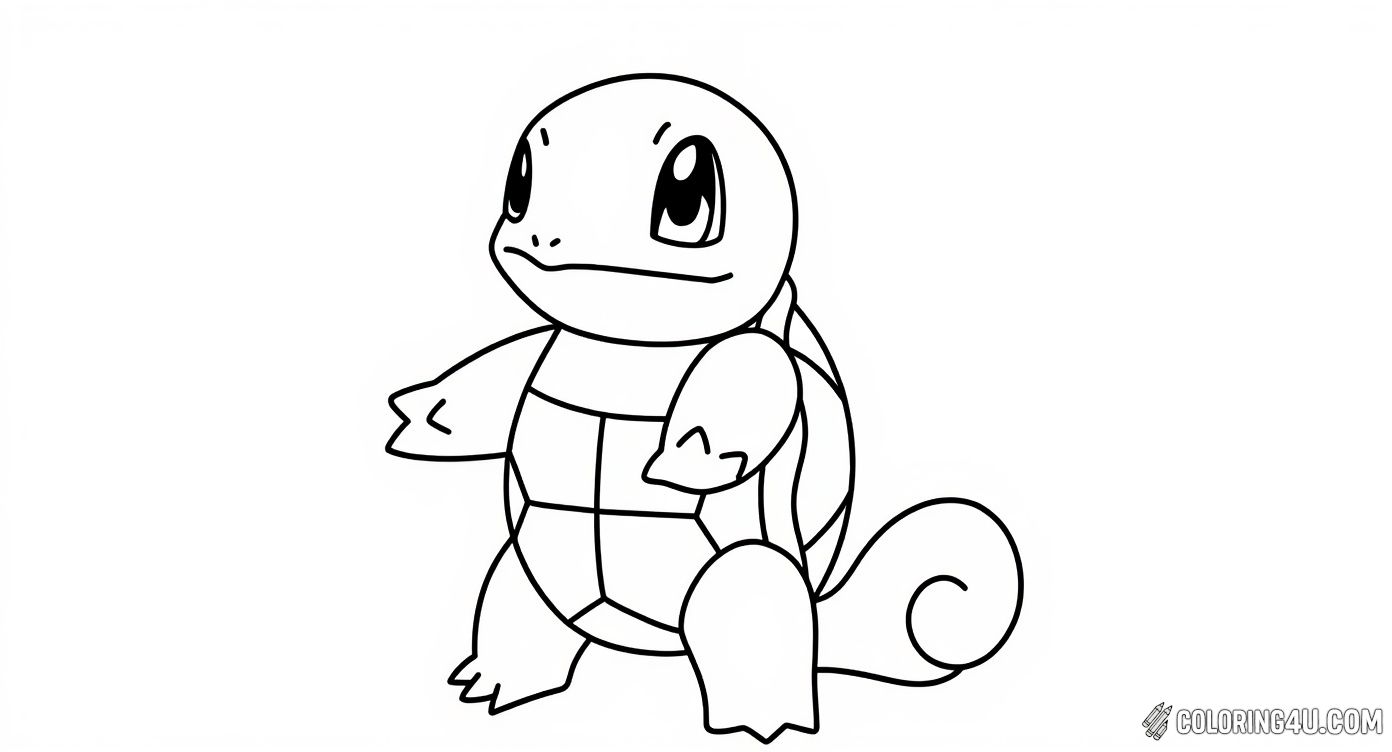 This adorable Squirtle from Pokémon is ready for coloring fun! With its big eyes and friendly pose, kids can enjoy adding vibrant shades to this charming turtle Pokémon, sparking imagination and delight.