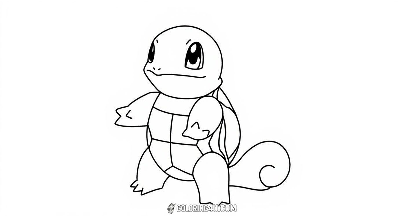Here is a simple and charming coloring page of Squirtle, the popular Pokémon turtle. This little character looks ready for adventure, inviting kids to use their favorite colors to make Squirtle come alive with personality and fun.