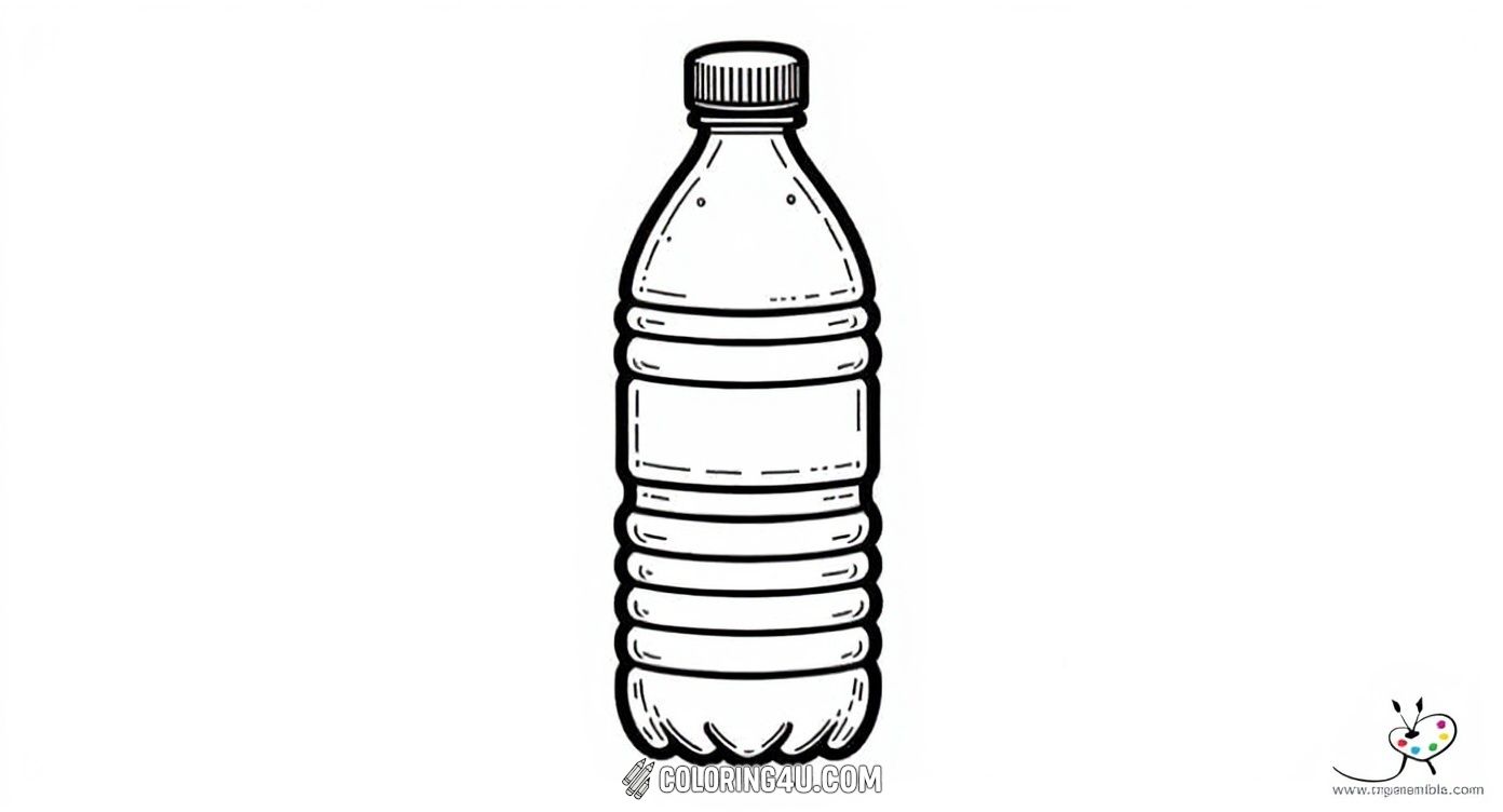 This clean and simple coloring page shows a plastic water bottle ready for kids to color and decorate. It's a great way to teach children about everyday objects while letting them add their own artistic touch to this useful item.