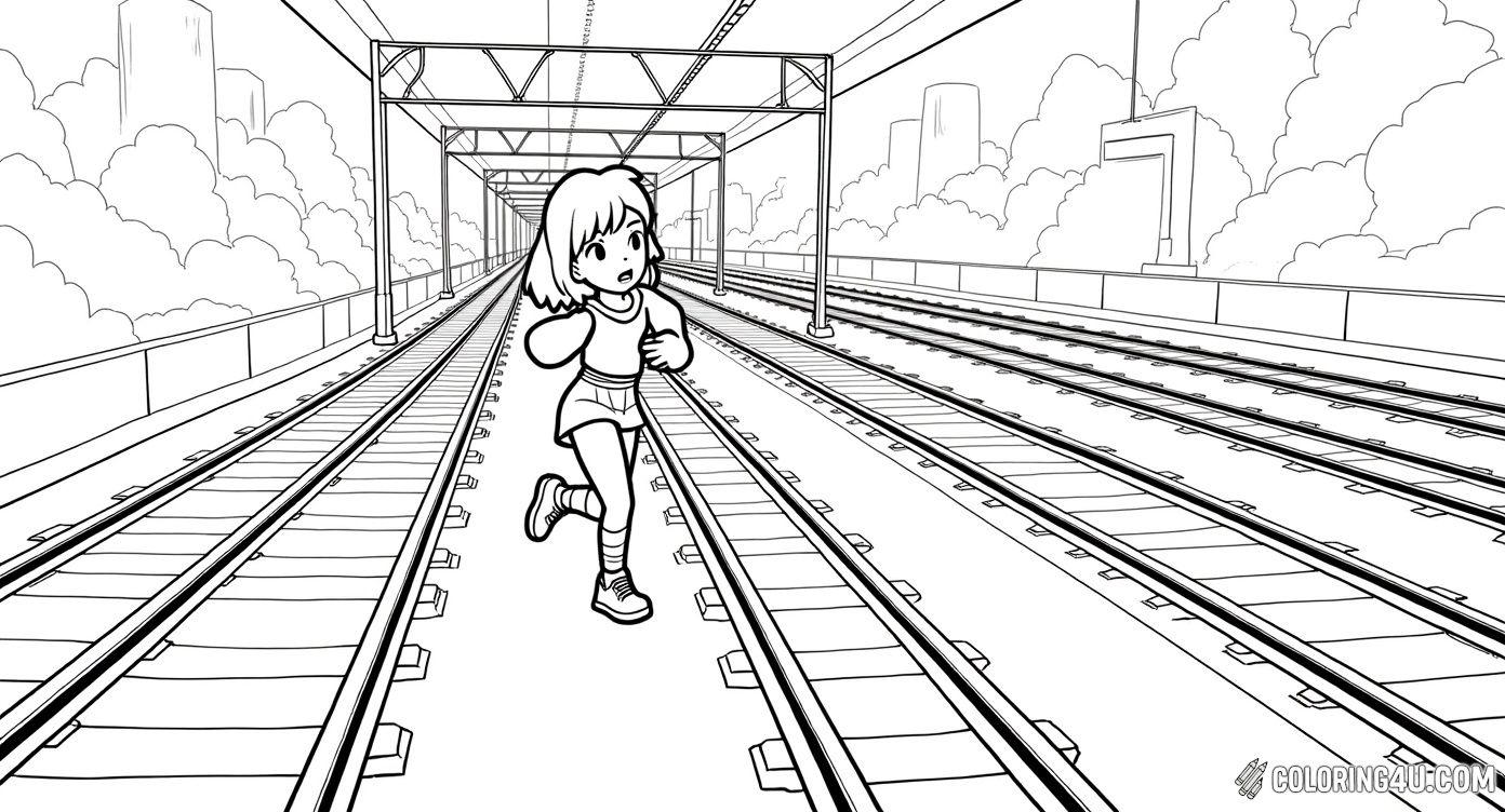 Subway Surfers Girl Running On Train Tracks