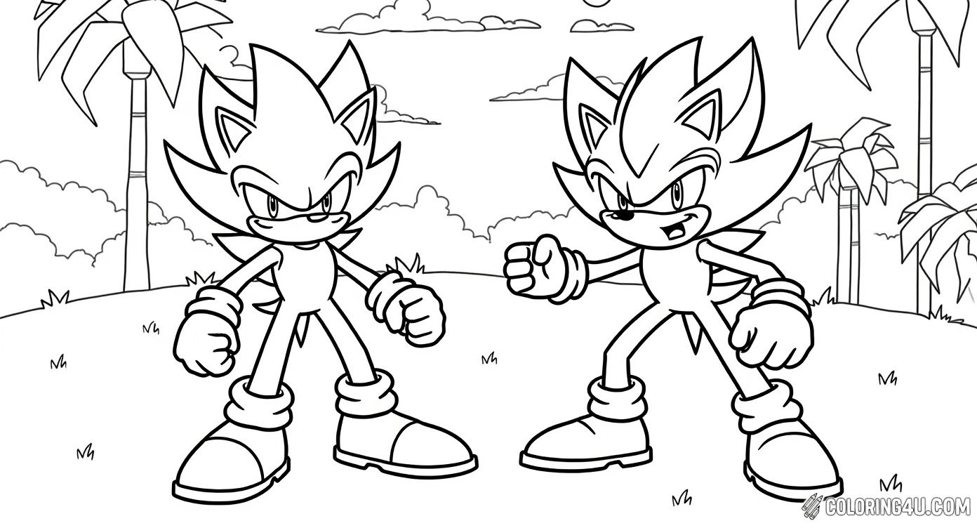 Super Sonic And Shadow Posed For Action