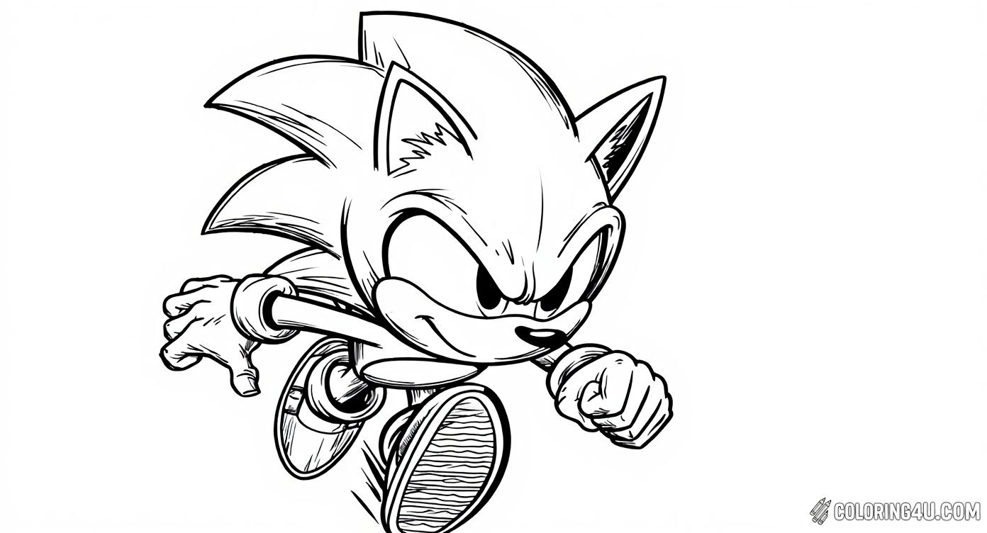 Get ready to color Super Sonic as he dashes with incredible speed, racing through the air with determination on his face. This action-packed coloring page captures the thrill of Super Sonic in full motion, perfect for kids to use bold colors and feel the excitement of his speedy adventure!