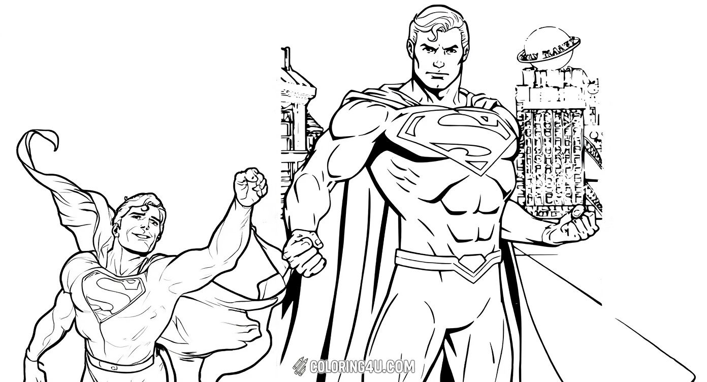 Get ready to color an action-packed image of Superman from the Justice League Unlimited series! With a strong pose and city skyline in the background, this exciting coloring page invites kids to ignite their creativity and join the superhero adventure.