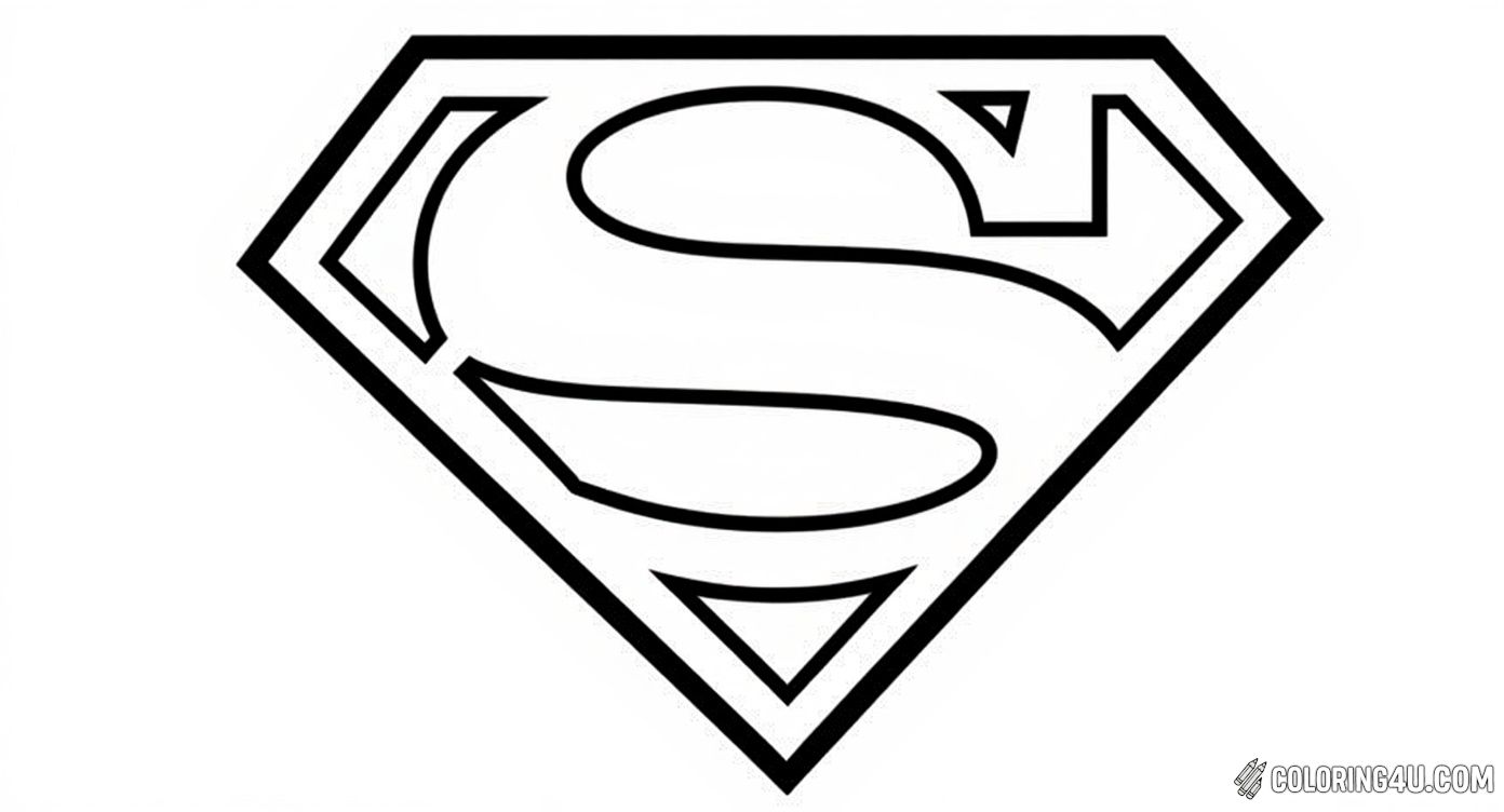This dynamic coloring page features Superman zooming forward with a powerful punch, his cape flowing behind him. The bold 'SUPERMAN' logo beneath adds an exciting challenge for kids to color with vibrant reds and blues.
