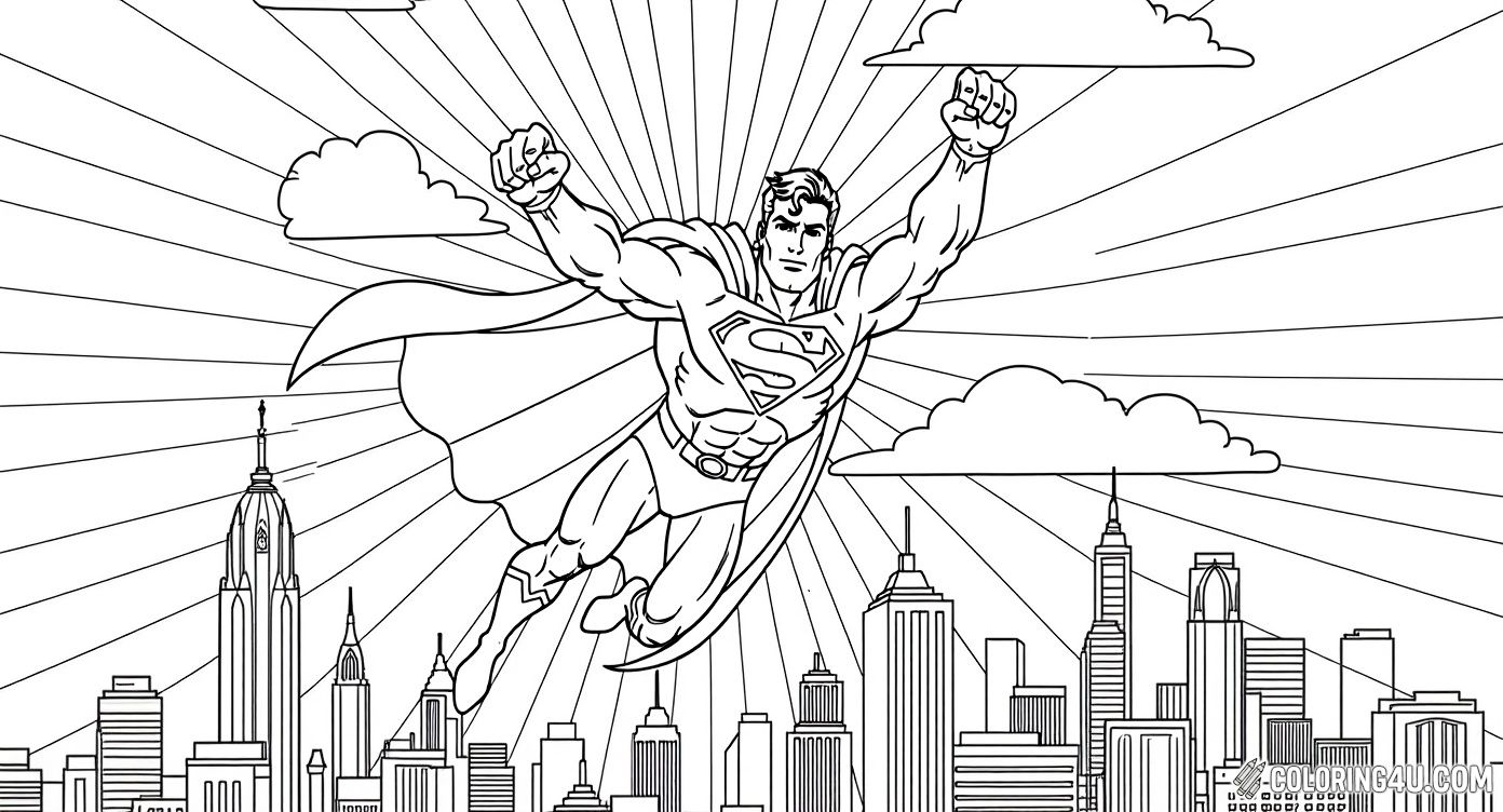 Superman Flying Skyline Background