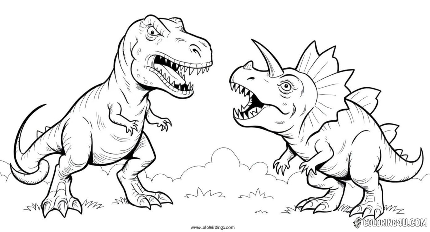 Tyrannosaurus Rex And Triceratops Battle
