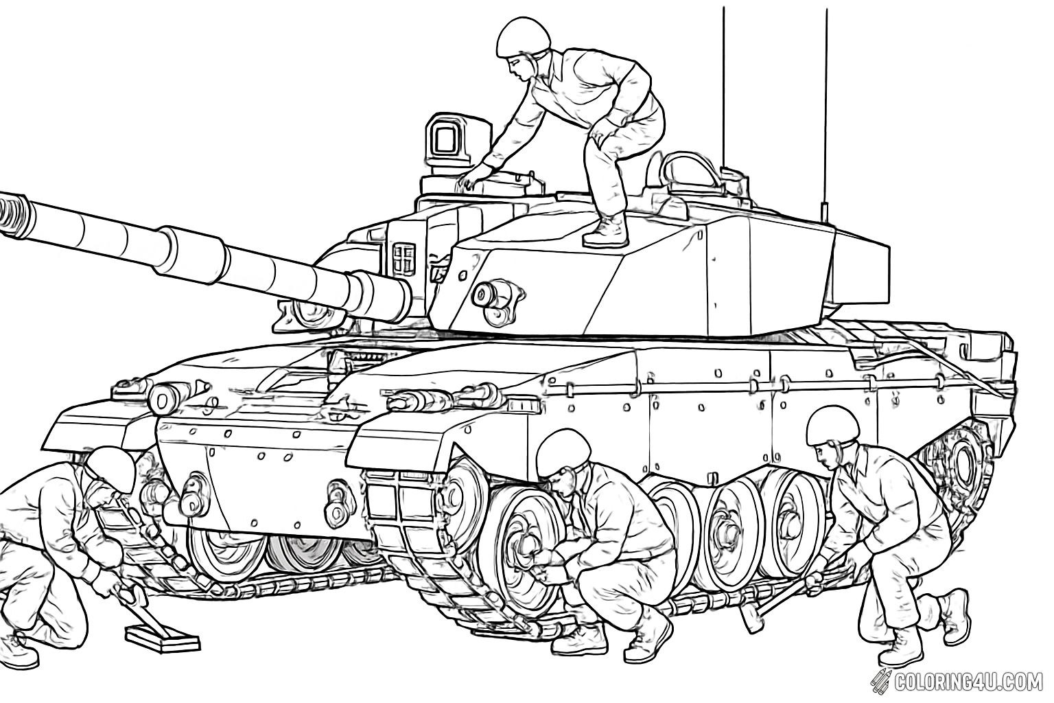 Challenger 2 British Tank Repair Coloring Page