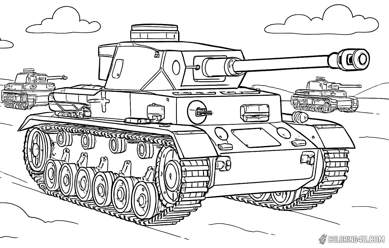 Panzer Iv Ww2 German Tank Formation Coloring Page