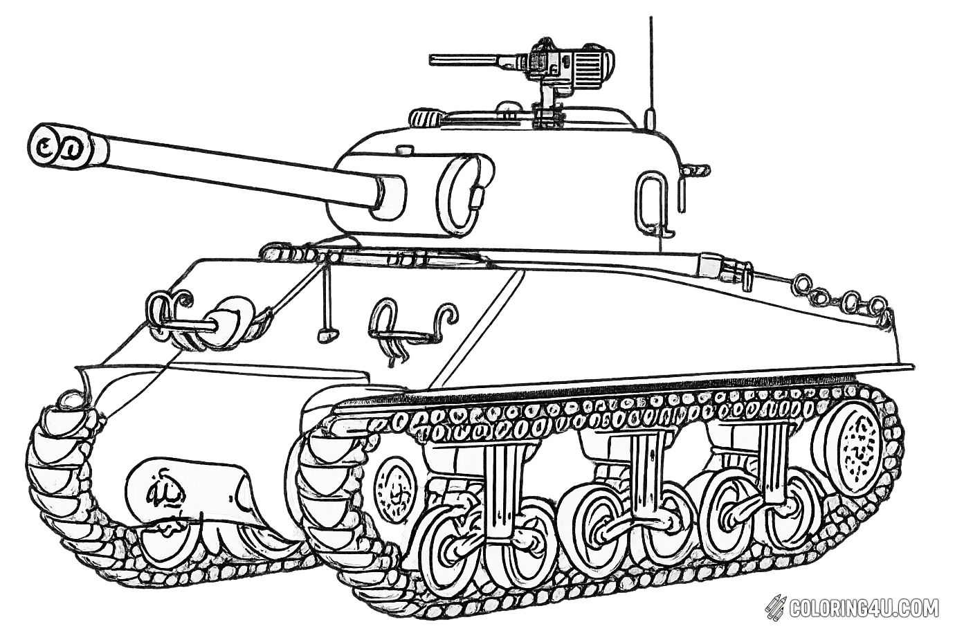 Sherman M4 Ww2 American Tank Coloring Page