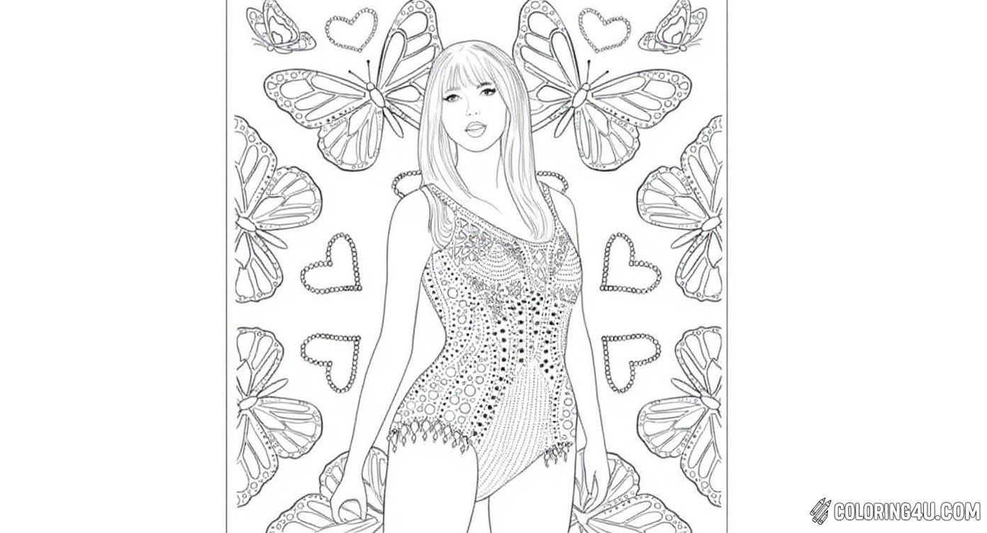 Taylor Swift Standing Butterflies Hearts