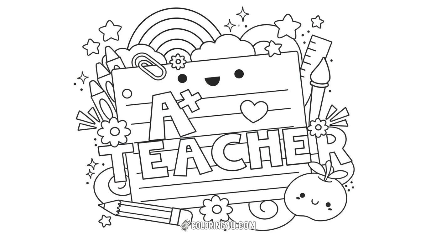 Cute Teacher Appreciation A Plus Doodle