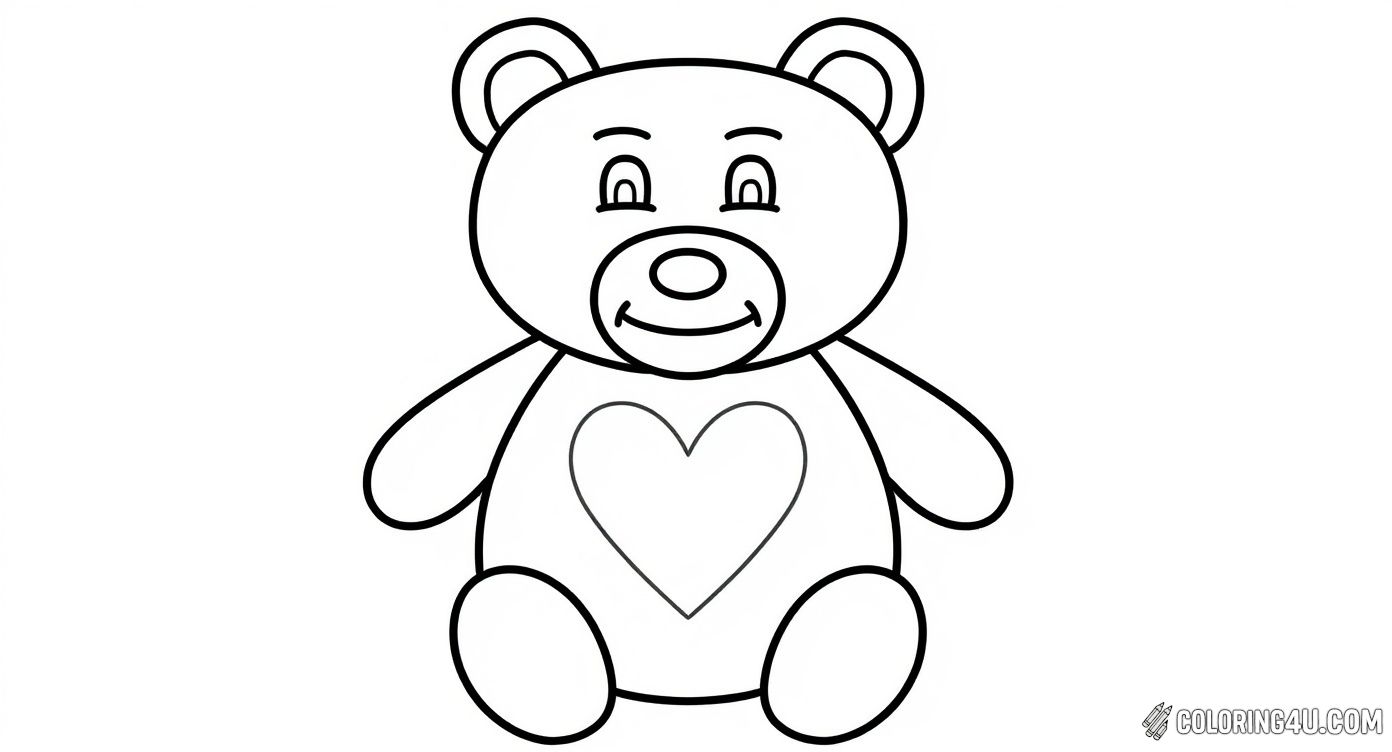 Simple Smiling Teddy Bear With Heart On Belly