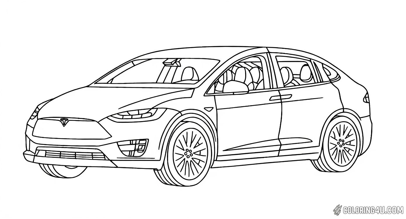 Tesla Model X Suv Coloring Page