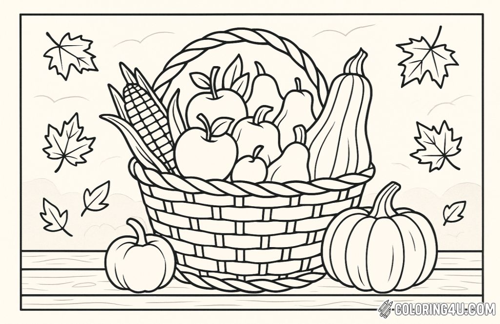 Thanksgiving Harvest Basket With Fruits