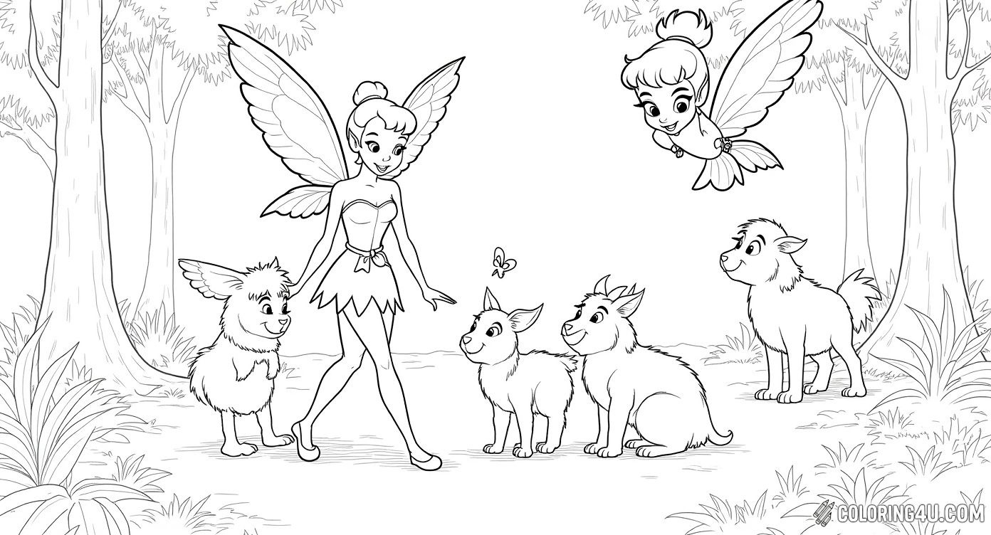 Tinkerbell Fairy With Forest Animals