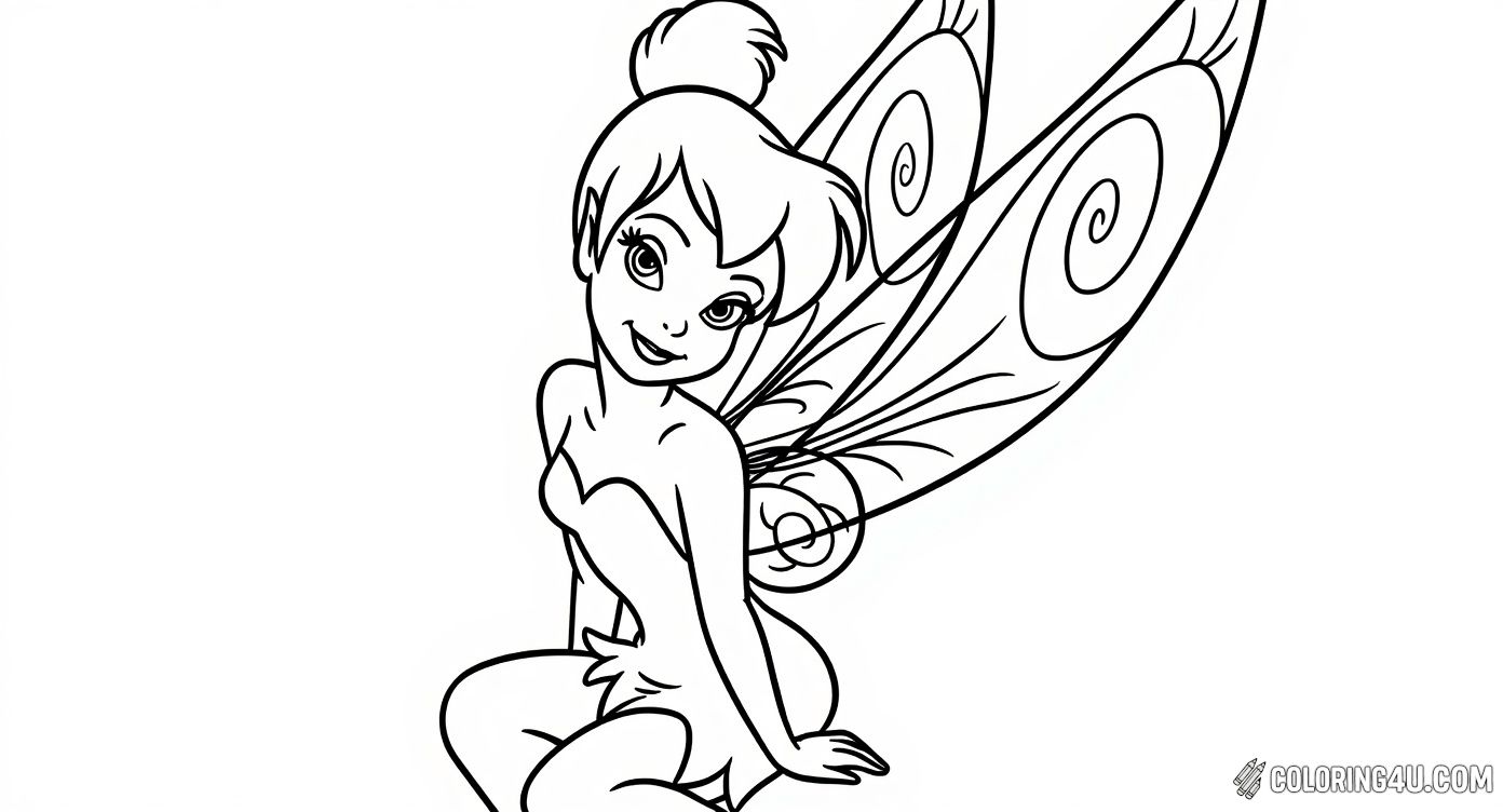 Tinkerbell Sitting Smiling Fairy Wings