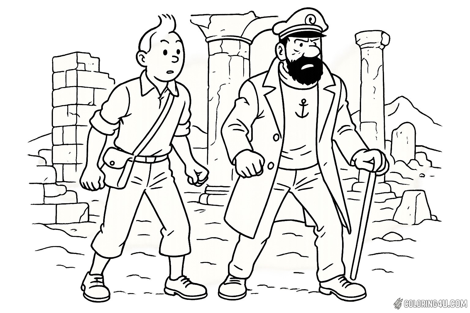 Tintin And Captain Haddock In Desert Ruins